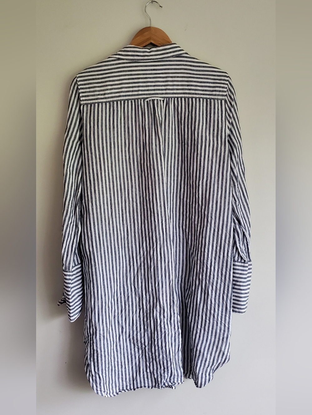 J. Crew Navy and White Vertical Linen Striped Shirt Dress Size XL - Picture 8 of 11